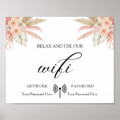 Minimaal Boho Floral Wedding Wifi Poster (Voorkant)