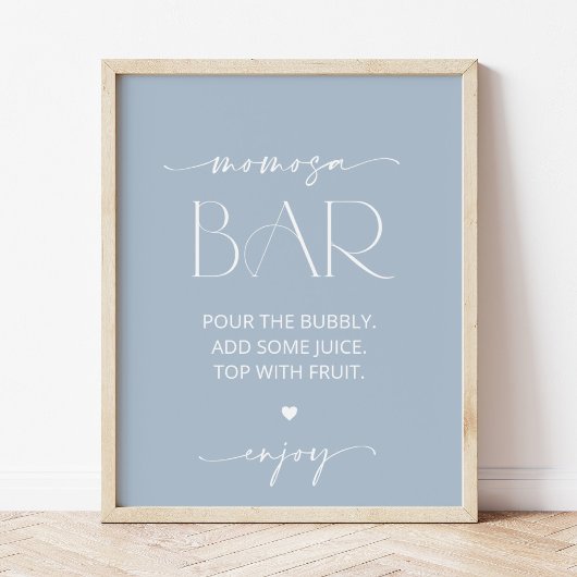 Minimaal Boho, Modern, Stoffig Blauw, Momosa Bar Poster