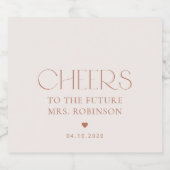 Minimaal Boho, Modern, Terracotta, Bruidsfeest Sparkling Wijnetiket (Enkel label)