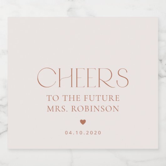 Minimaal Boho, Modern, Terracotta, Bruidsfeest Sparkling Wijnetiket (Enkel label)