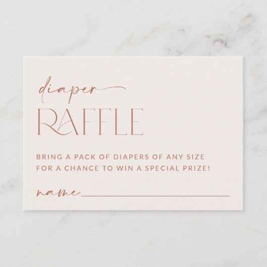 Minimaal Boho, Modern, Terracotta, Luier Raffle Informatiekaartje (Voorkant)