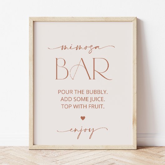 Minimaal Boho, Modern, Terracotta, Mimosa Bar Poster