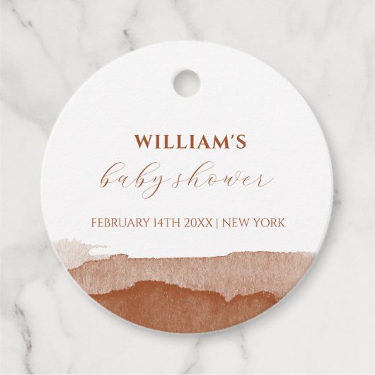 Minimaal Boho Terracotta Ombre Baby shower Bedankjes Labels (Voorkant)