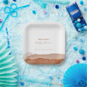 Minimaal Boho Terracotta Ombre Baby shower Papieren Bordje (Feest)