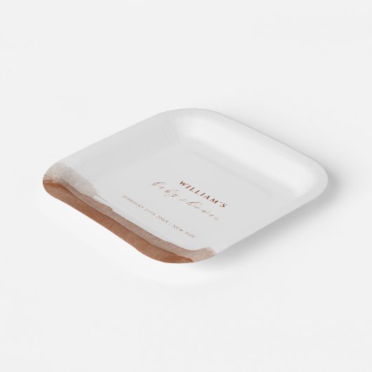 Minimaal Boho Terracotta Ombre Baby shower Papieren Bordje (Gebogen)