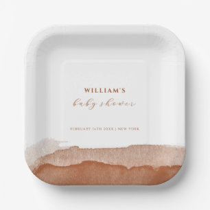 Minimaal Boho Terracotta Ombre Baby shower Papieren Bordje