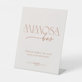Minimaal Boho Vrijgezellenfeest Mimosa Bar Reclamebord Met Voetstuk