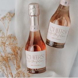 Minimaal Boho-Vrijgezellenfeest neutraal Sparkling Wijnetiket