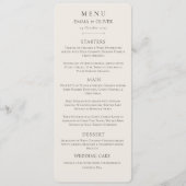 Minimaal Boho Zwart Ivoren Trouwmenu Menu (Voorkant)