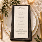 Minimaal Boho Zwart Ivoren Trouwmenu Menu