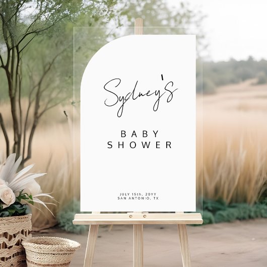 Minimaal boogvormpenseel Script-Baby shower Acryl Bord