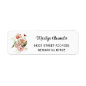 Minimaal Bord Roze Stilleven Bloemen Retouradres Etiket (Voorkant)