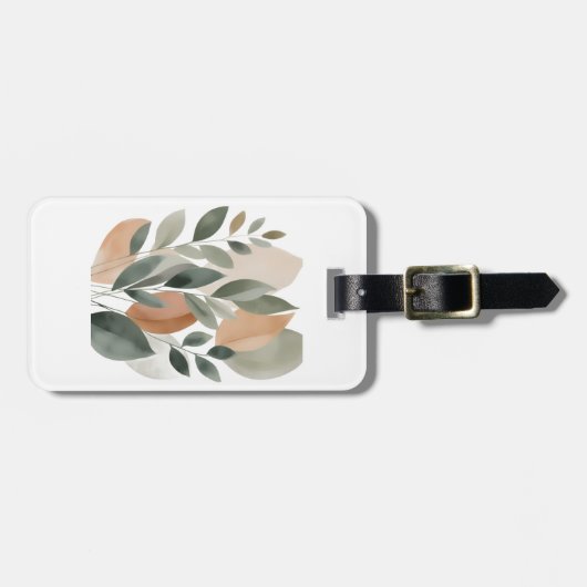 Minimaal botanisch bladpatroon bagagelabel (Voorkant horizontaal)