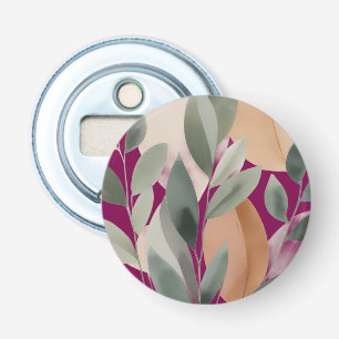 Minimaal botanisch bladpatroon button flesopener