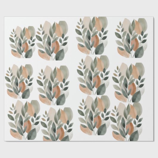 Minimaal Botanisch Bladpatroon Cadeaupapier (Vlak)