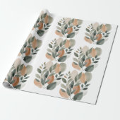 Minimaal Botanisch Bladpatroon Cadeaupapier (Uitgerold)
