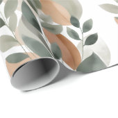 Minimaal Botanisch Bladpatroon Cadeaupapier (Rol Hoek)