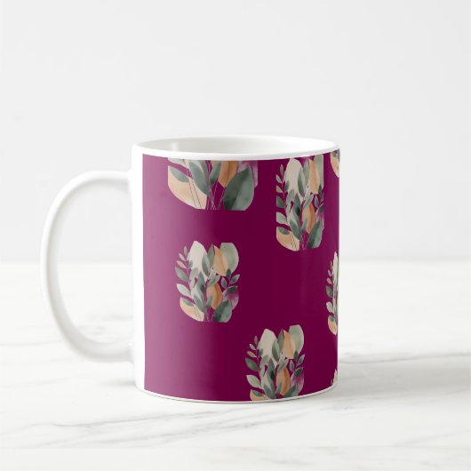 Minimaal botanisch bladpatroon koffiemok (Links)