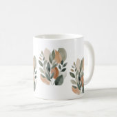 Minimaal botanisch bladpatroon koffiemok (Voorkant rechts)