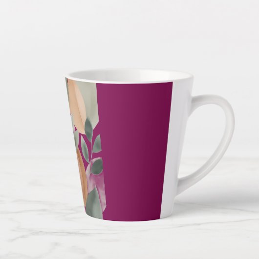 Minimaal Botanisch Bladpatroon Latte Mok (Rechts)