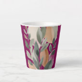 Minimaal Botanisch Bladpatroon Latte Mok (Voorkant)