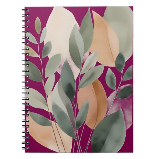 Minimaal Botanisch Bladpatroon Notitieboek (Voorkant)