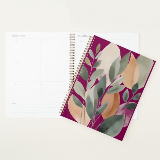 Minimaal botanisch bladpatroon planner (Display)