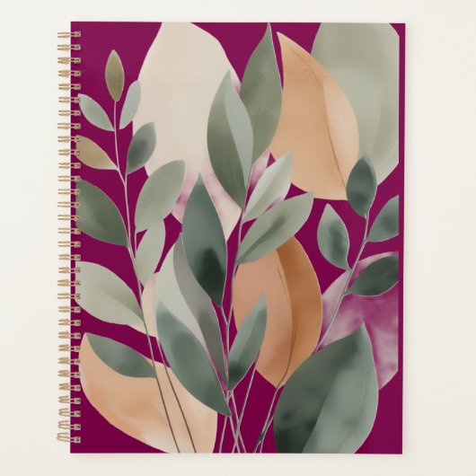 Minimaal botanisch bladpatroon planner (Voorkant)