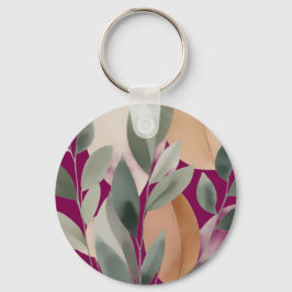 Minimaal botanisch bladpatroon sleutelhanger