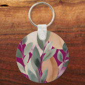 Minimaal botanisch bladpatroon sleutelhanger (Achterkant)