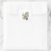 Minimaal botanisch bladpatroon vierkante sticker (Tas)