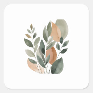 Minimaal botanisch bladpatroon vierkante sticker