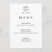 Minimaal Botanisch Elegant Monogram Trouwfeest Menu (Voorkant)