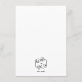 Minimaal Botanisch Elegant Monogram Trouwfeest Menu (Achterkant)