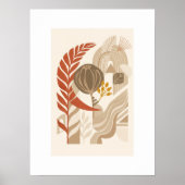 Minimaal botanisch landschap | Boho Midden Eeuw Wa Poster (Voorkant)