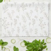 Minimaal botanisch lijnenkunstpatroon (9) theedoek (Gevouwen)