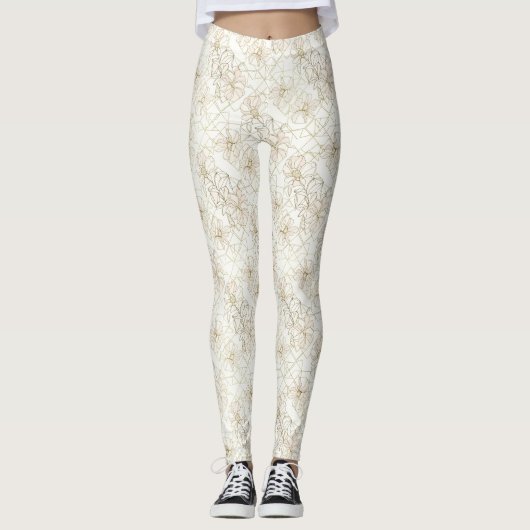 Minimaal botanisch lijnkunstpatroon (1) leggings (Voorkant)