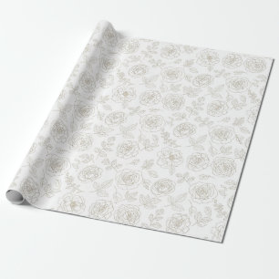 Minimaal botanisch lijnkunstpatroon (4) cadeaupapier