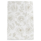 Minimaal botanisch lijnkunstpatroon (4) medium cadeauzakje (Achterkant)