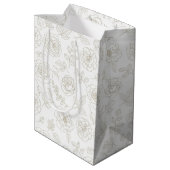 Minimaal botanisch lijnkunstpatroon (4) medium cadeauzakje (Achterkant Gekanteld)