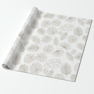 Minimaal botanisch lijnkunstpatroon (5) cadeaupapier