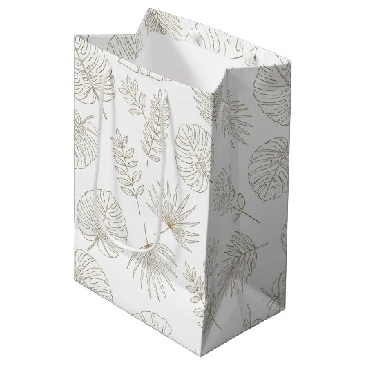 Minimaal botanisch lijnkunstpatroon (5) medium cadeauzakje (Voorkant Gekanteld)