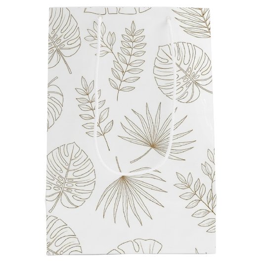 Minimaal botanisch lijnkunstpatroon (5) medium cadeauzakje (Achterkant)