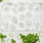Minimaal botanisch lijnkunstpatroon (5) theedoek (Gevouwen)