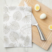 Minimaal botanisch lijnkunstpatroon (5) theedoek (Quarter Fold)