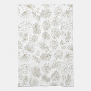 Minimaal botanisch lijnkunstpatroon (5) theedoek