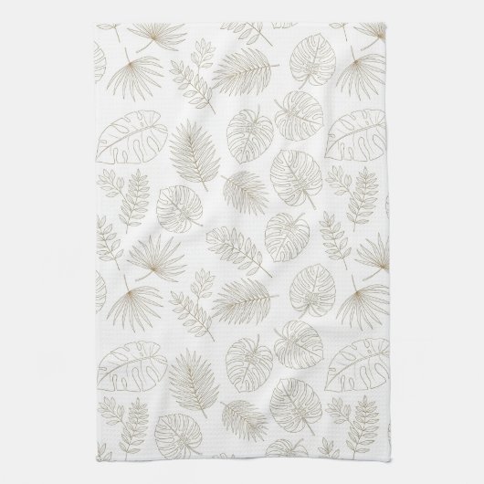 Minimaal botanisch lijnkunstpatroon (5) theedoek (Verticaal)