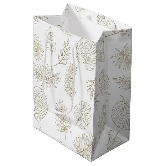 Minimaal botanisch lijnkunstpatroon (6) medium cadeauzakje (Voorkant Gekanteld)