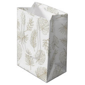 Minimaal botanisch lijnkunstpatroon (6) medium cadeauzakje (Achterkant Gekanteld)