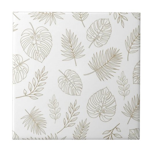Minimaal botanisch lijnkunstpatroon (6) tegeltje (Voorkant)